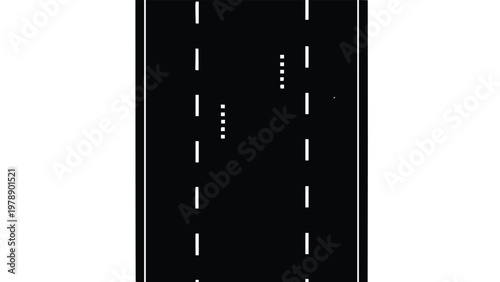 A black road with white lines and dots on it for guidance and safety on highways and streets