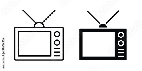 Television icon Outline Style. Vector Illustration in flat For Graphic Design