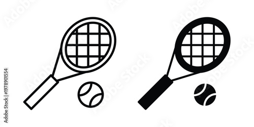 Tennis icon Outline Style. Vector Illustration in flat For Graphic Design
