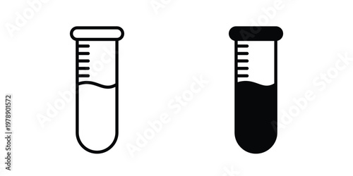 Test tube icon Outline Style. Vector Illustration in flat For Graphic Design