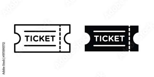 Ticket icon Outline Style. Vector Illustration in flat For Graphic Design
