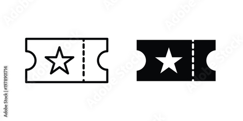 Ticket stub icon Outline Style. Vector Illustration in flat For Graphic Design