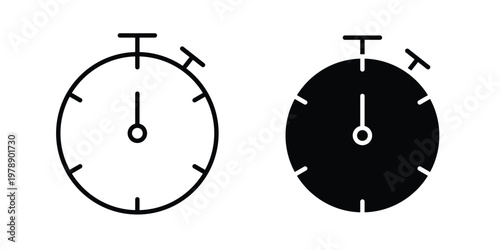 Timer icon Outline Style. Vector Illustration in flat For Graphic Design