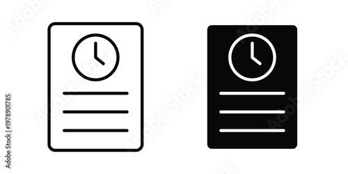 Timesheet icon Outline Style. Vector Illustration in flat For Graphic Design