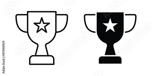 Trophy icon Outline Style. Vector Illustration in flat For Graphic Design