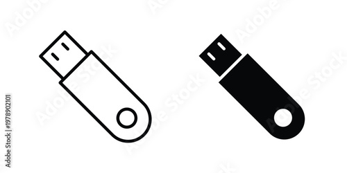 usb drive icon Outline Style. Vector Illustration in flat For Graphic Design