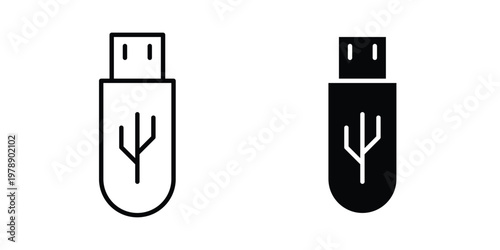 Usb icon Outline Style. Vector Illustration in flat For Graphic Design