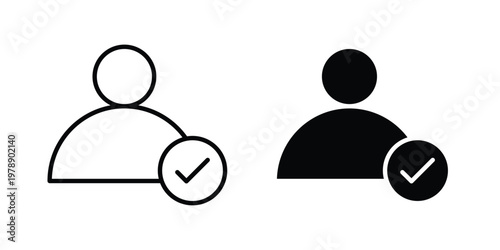 User check icon Outline Style. Vector Illustration in flat For Graphic Design