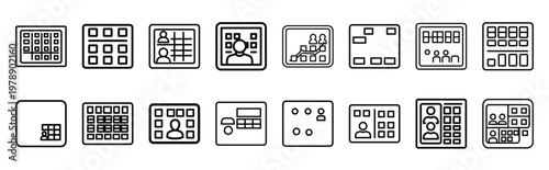 audience grid line icons collection and Vector icon set in a outline design.