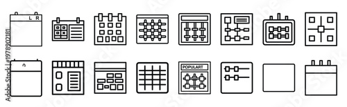 authority grid line icons collection and Vector icon set in a outline design.