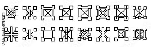 campaign matrix line icons collection and Vector icon set in a outline design.