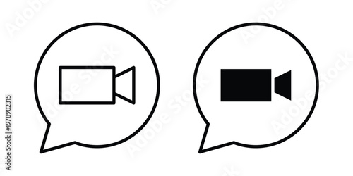 Video chat icon Outline Style. Vector Illustration in flat For Graphic Design