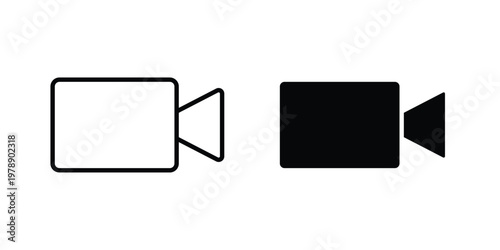 Video camera icon Outline Style. Vector Illustration in flat For Graphic Design