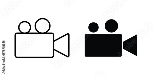 Video icon Outline Style. Vector Illustration in flat For Graphic Design