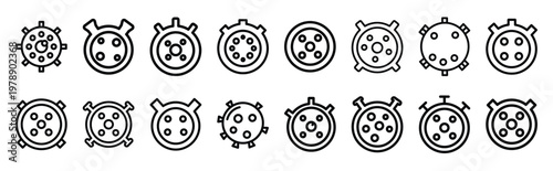 certified nucleus line icons collection and Vector icon set in a outline design.