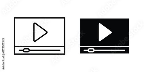 Video tutorial icon Outline Style. Vector Illustration in flat For Graphic Design