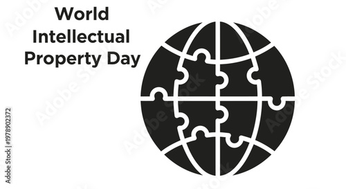 World intellectual property day logo a globe constructed from puzzle pieces