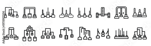 cyber matrix line icons collection and Vector icon set in a outline design.