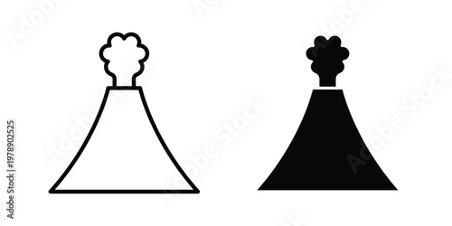 Volcano icon Outline Style. Vector Illustration in flat For Graphic Design