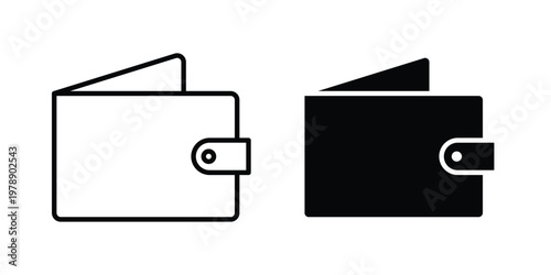 Wallet icon Outline Style. Vector Illustration in flat For Graphic Design