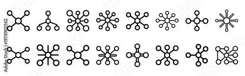 connection matrix line icons collection and Vector icon set in a outline design.