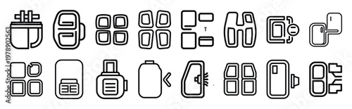 defense matrix line icons collection and Vector icon set in a outline design.