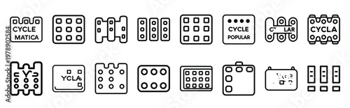 cycle matrix line icons collection and Vector icon set in a outline design.