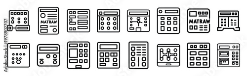 elite matrix line icons collection and Vector icon set in a outline design.