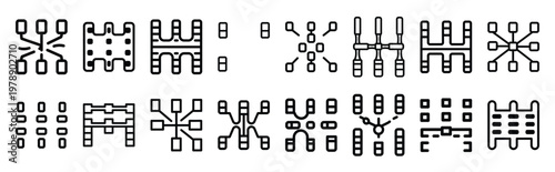 dynamic matrix line icons collection and Vector icon set in a outline design.