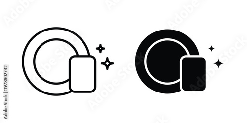 Washing dishes icon Outline Style. Vector Illustration in flat For Graphic Design