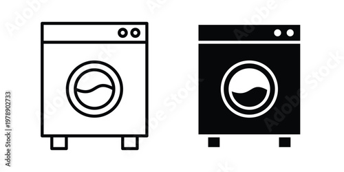 Washing machine icon Outline Style. Vector Illustration in flat For Graphic Design