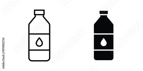 Water bottle icon Outline Style. Vector Illustration in flat For Graphic Design
