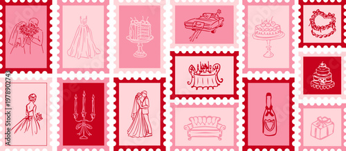 Elegant Romantic Doodle Pack – Hand Drawn Valentine Symbols with Dessert, Wine & Love Elements for Luxury Wedding Invitation, Logo Design, Packaging & Marketing Materials