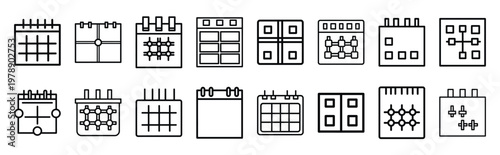 engagement grid line icons collection and Vector icon set in a outline design.