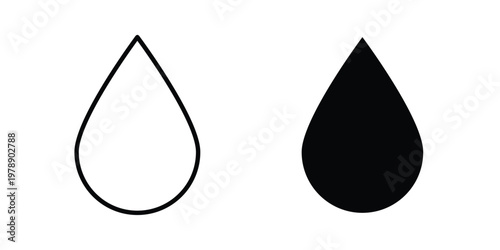 Water drop shape icon Outline Style. Vector Illustration in flat For Graphic Design
