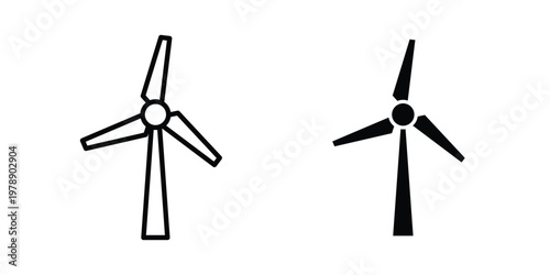 Wind turbine icon Outline Style. Vector Illustration in flat For Graphic Design