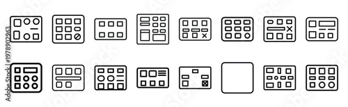 focus matrix line icons collection and Vector icon set in a outline design.