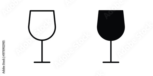 Wine glass icon Outline Style. Vector Illustration in flat For Graphic Design