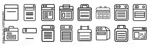 fresh grid line icons collection and Vector icon set in a outline design.