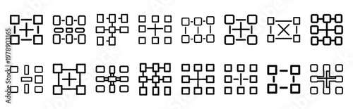 interaction matrix line icons collection and Vector icon set in a outline design.