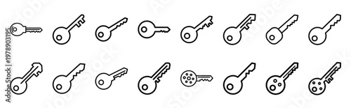 key nucleus line icons collection and Vector icon set in a outline design.