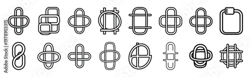 loop grid line icons collection and Vector icon set in a outline design.