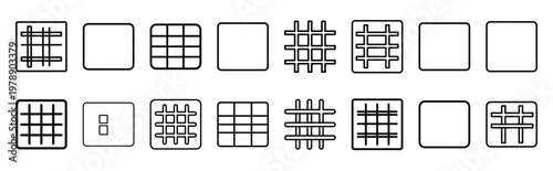 marketing grid line icons collection and Vector icon set in a outline design.