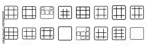 message grid line icons collection and Vector icon set in a outline design.