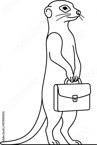 Cartoon otter holding a briefcase, looking professional, on a plain background
