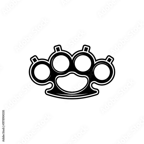 A black and white vector silhouette of brass knuckles. This bold, minimalist design is perfect for gritty, street-style, or combat-themed branding and logos.