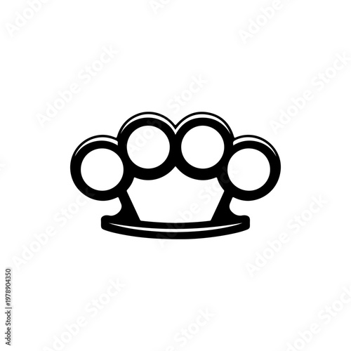 A black and white vector silhouette of brass knuckles. This bold, minimalist design is perfect for gritty, street-style, or combat-themed branding and logos.