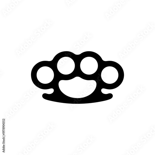 A black and white vector silhouette of brass knuckles. This bold, minimalist design is perfect for gritty, street-style, or combat-themed branding and logos.