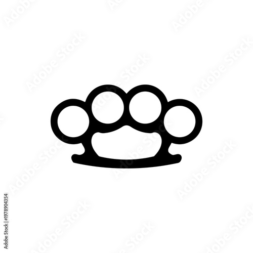 A black and white vector silhouette of brass knuckles. This bold, minimalist design is perfect for gritty, street-style, or combat-themed branding and logos.