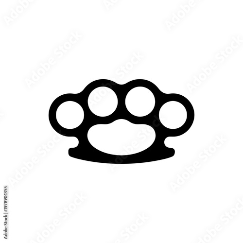 A black and white vector silhouette of brass knuckles. This bold, minimalist design is perfect for gritty, street-style, or combat-themed branding and logos.